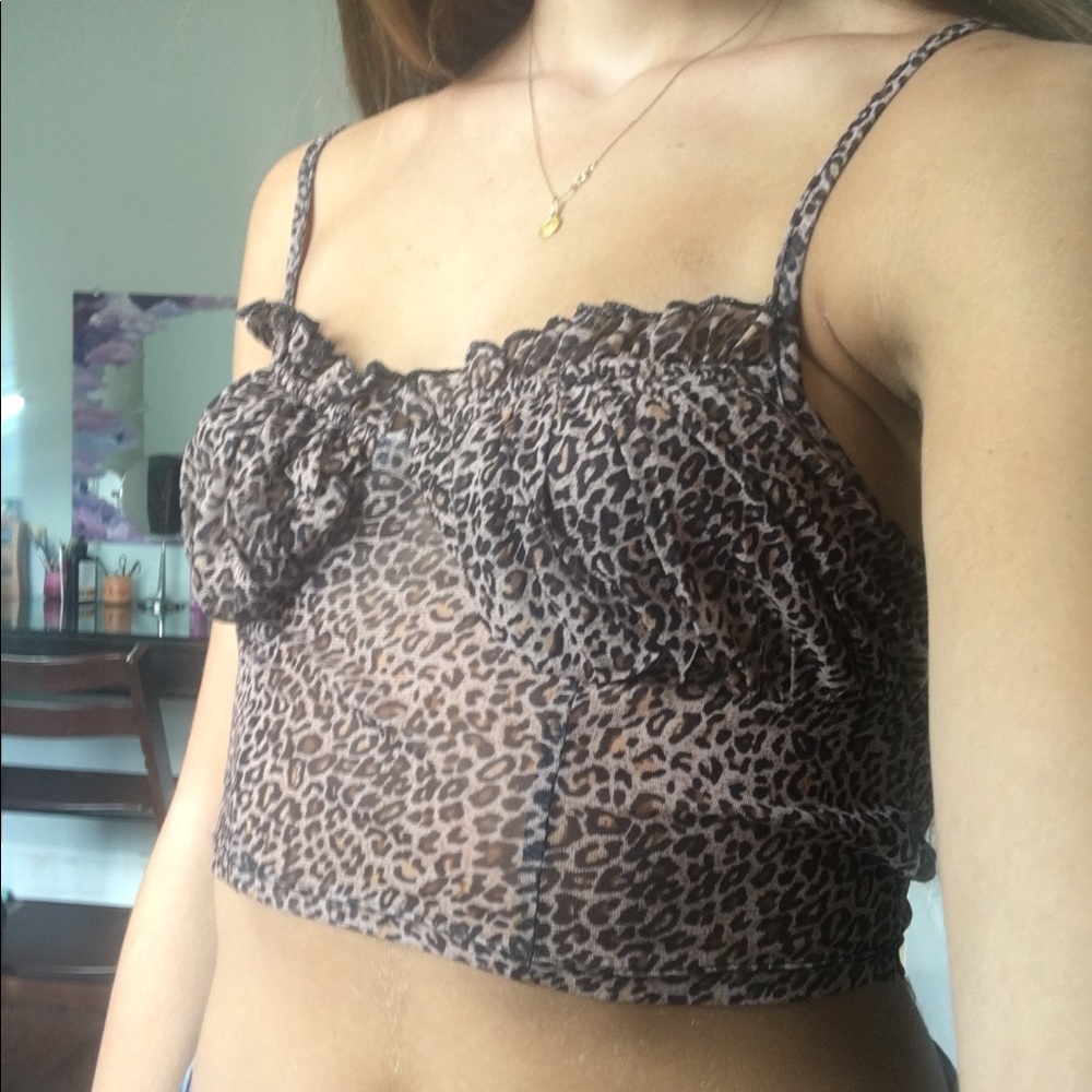 Milkmaid Mesh Animal Print Crop top